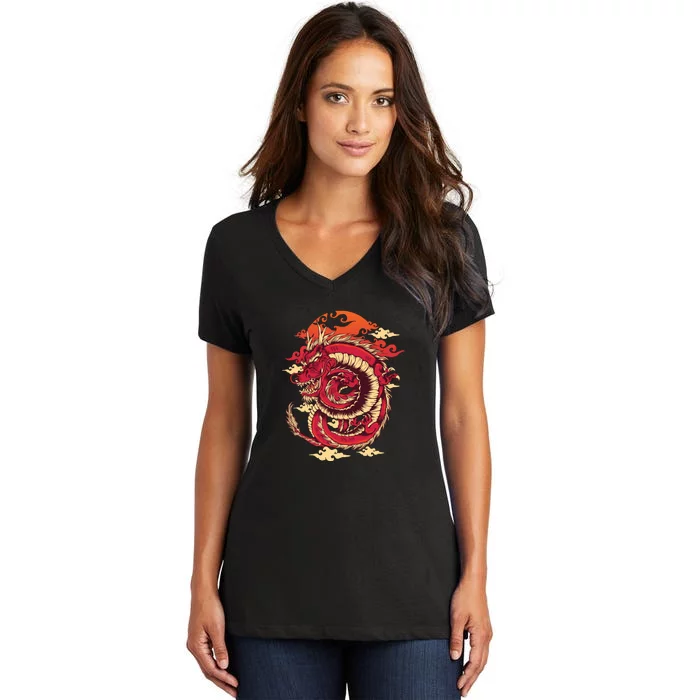 Cool Dragon Cloud design Women's V-Neck T-Shirt