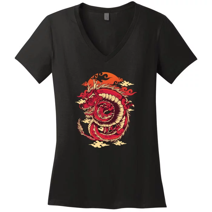 Cool Dragon Cloud design Women's V-Neck T-Shirt