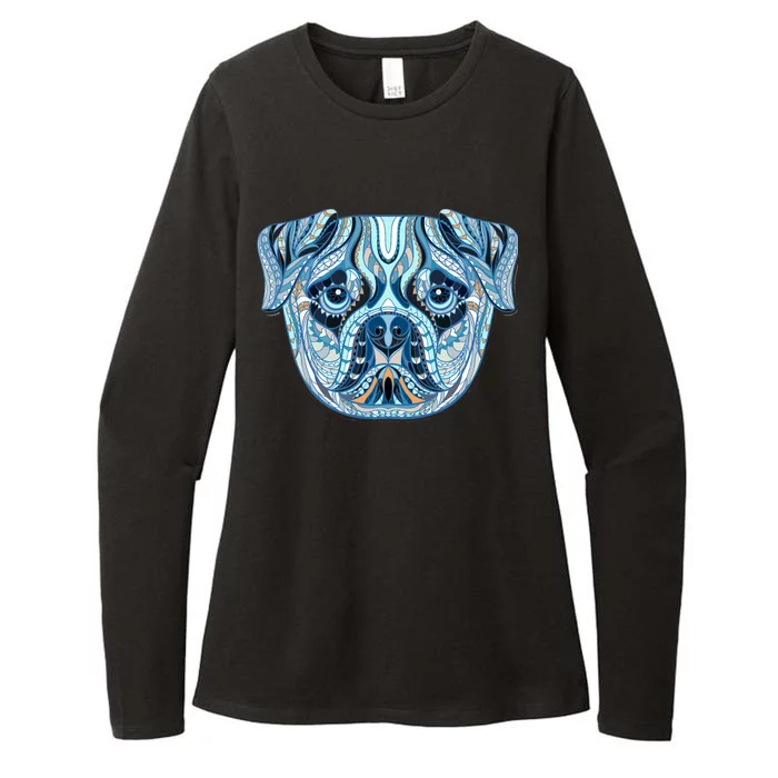 Cool Ethnic Trippy Pug Dog Face Womens CVC Long Sleeve Shirt