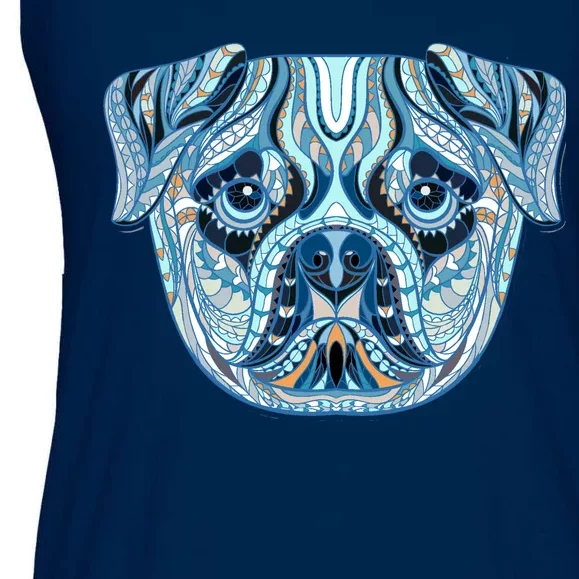 Cool Ethnic Trippy Pug Dog Face Ladies Essential Flowy Tank