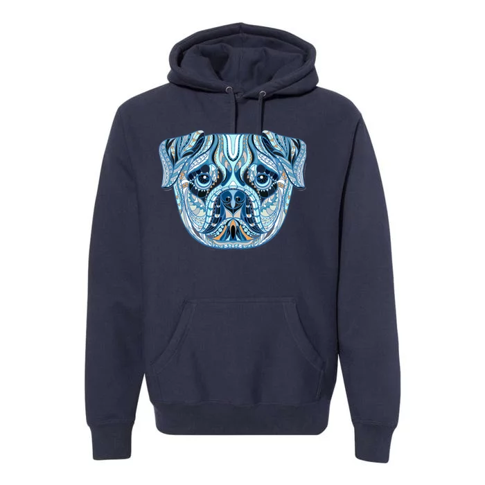 Cool Ethnic Trippy Pug Dog Face Premium Hoodie