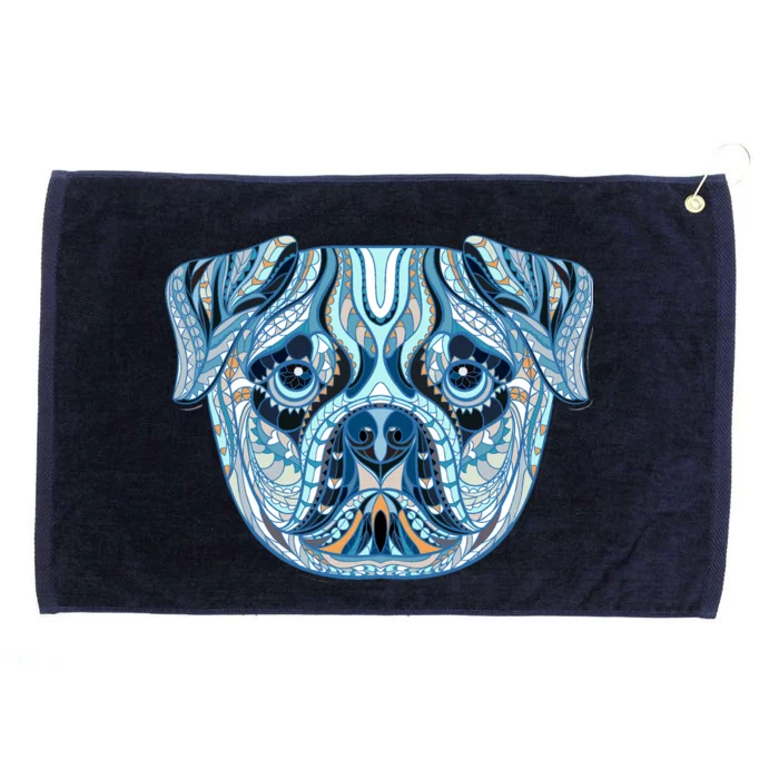 Cool Ethnic Trippy Pug Dog Face Grommeted Golf Towel