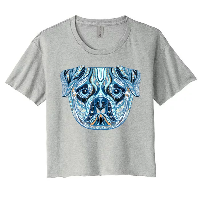 Cool Ethnic Trippy Pug Dog Face Women's Crop Top Tee