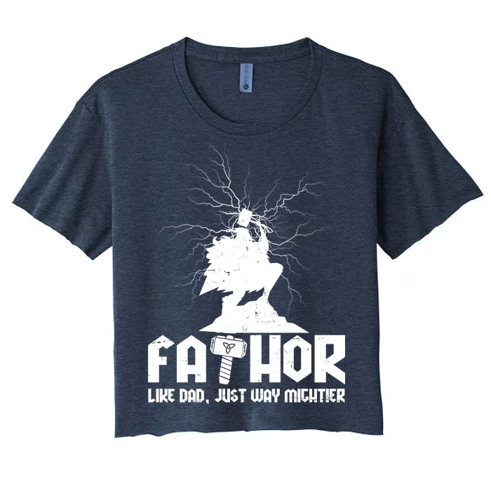 Cool Father's Day Mighty FATHOR Women's Crop Top Tee