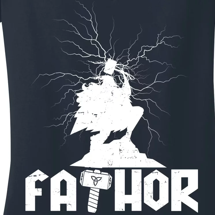 Cool Father's Day Mighty FATHOR Women's V-Neck T-Shirt