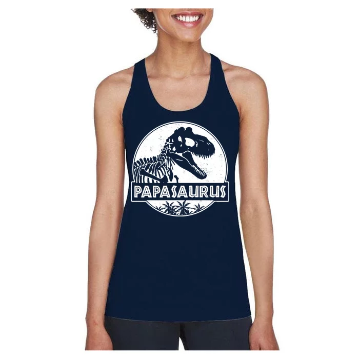 Cool Father's Day Papasaurus Emblem Women's Racerback Tank