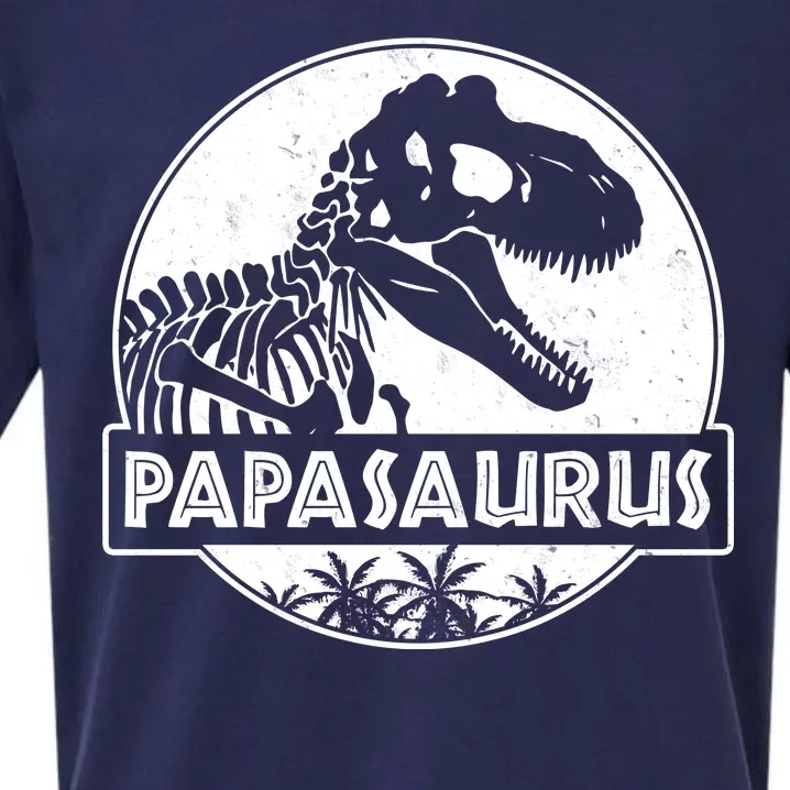 Cool Father's Day Papasaurus Emblem Sueded Cloud Jersey T-Shirt