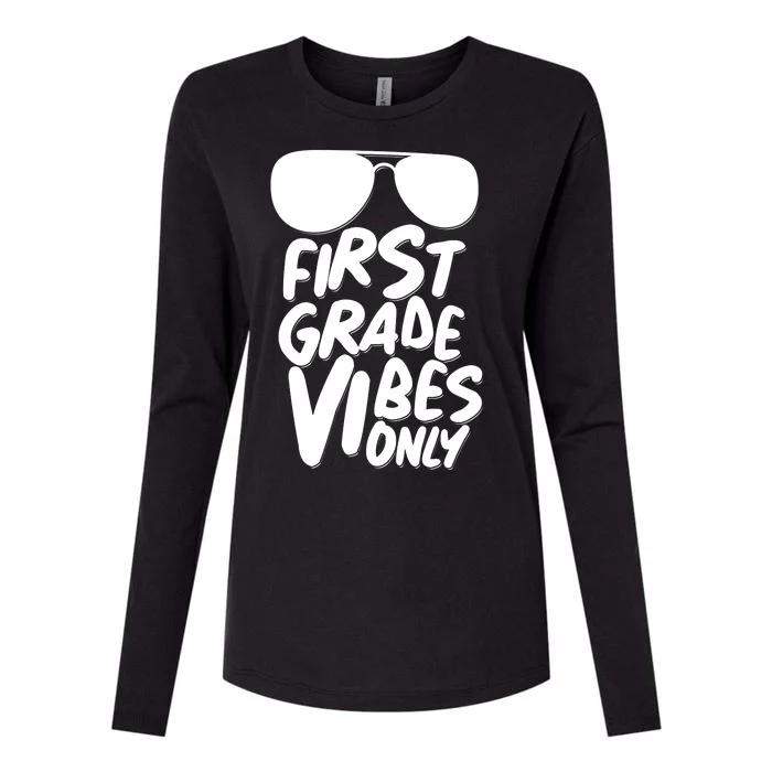 Cool First Grade Vibes Only Back to School Womens Cotton Relaxed Long Sleeve T-Shirt