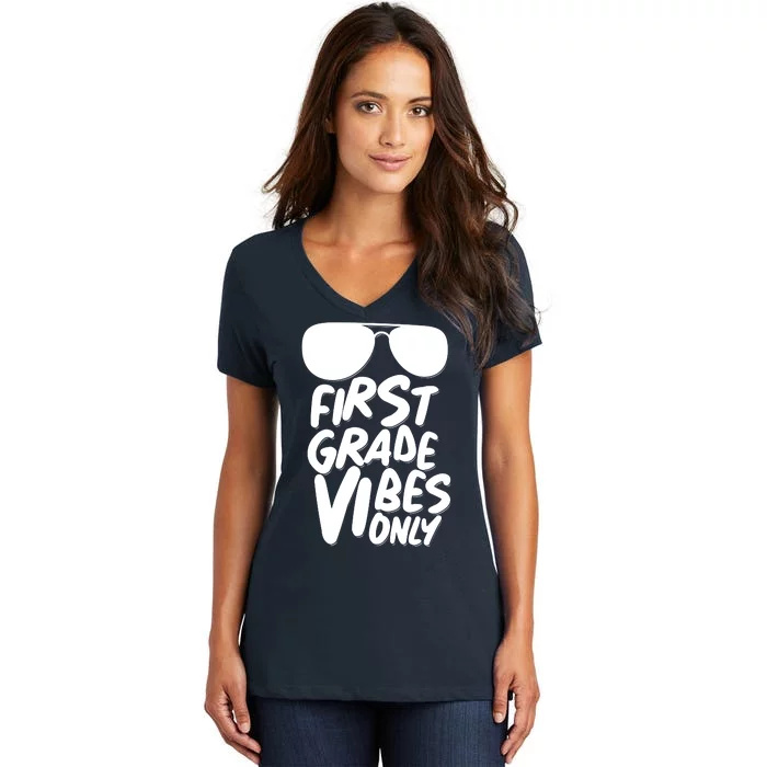 Cool First Grade Vibes Only Back to School Women's V-Neck T-Shirt