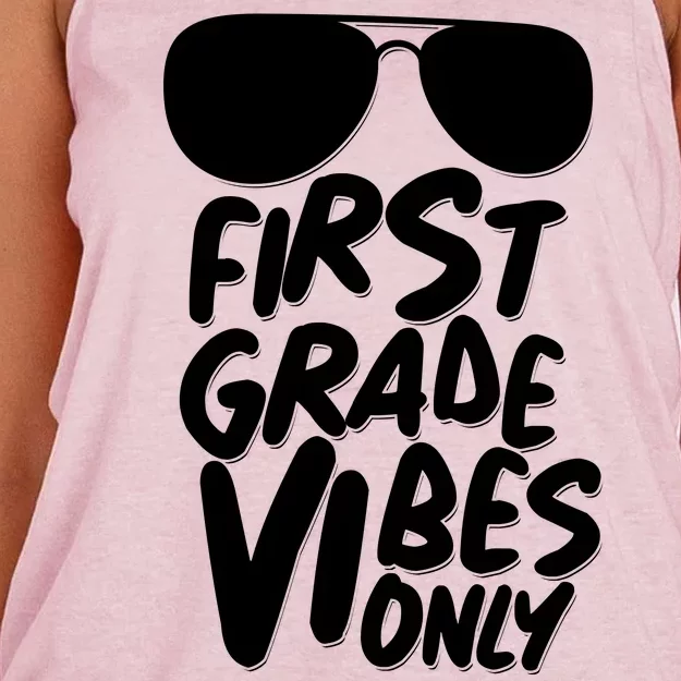 Cool First Grade Vibes Only Back to School Women's Knotted Racerback Tank