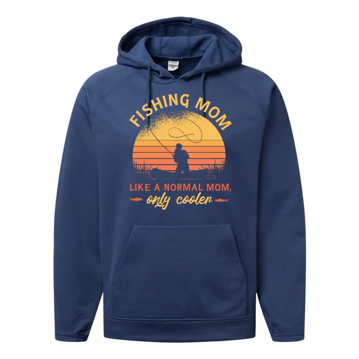 Cool Fishing Mom Performance Fleece Hoodie