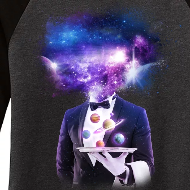 Cool Galaxy Space Head Women's Tri-Blend 3/4-Sleeve Raglan Shirt