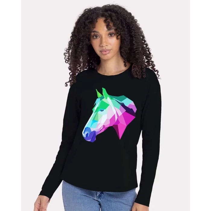 Cool Geometric Horse Womens Cotton Relaxed Long Sleeve T-Shirt