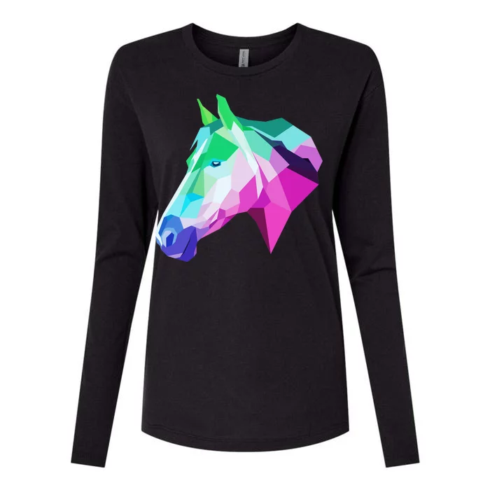 Cool Geometric Horse Womens Cotton Relaxed Long Sleeve T-Shirt