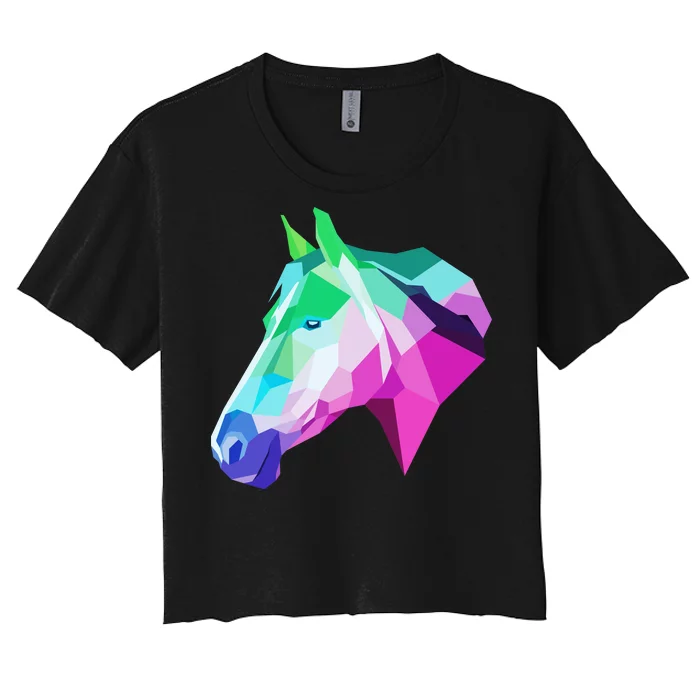 Cool Geometric Horse Women's Crop Top Tee