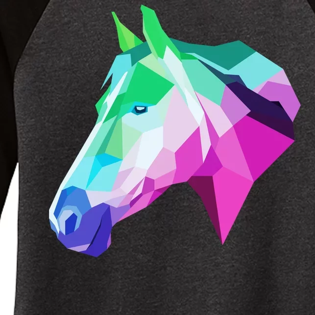 Cool Geometric Horse Women's Tri-Blend 3/4-Sleeve Raglan Shirt