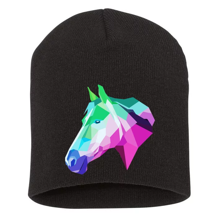 Cool Geometric Horse Short Acrylic Beanie