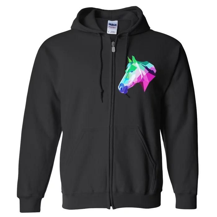 Cool Geometric Horse Full Zip Hoodie