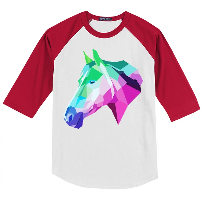 Cool Geometric Horse Kids Colorblock Raglan Jersey