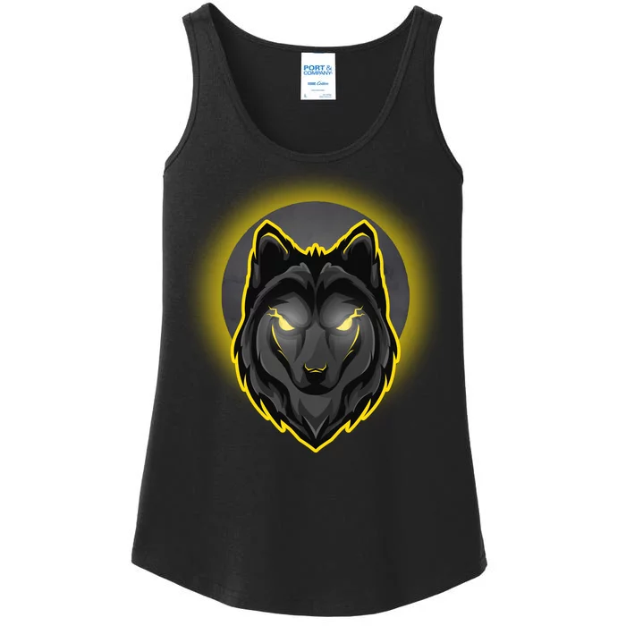 Cool Ghost Wolf Glowing Moon Ladies Essential Tank