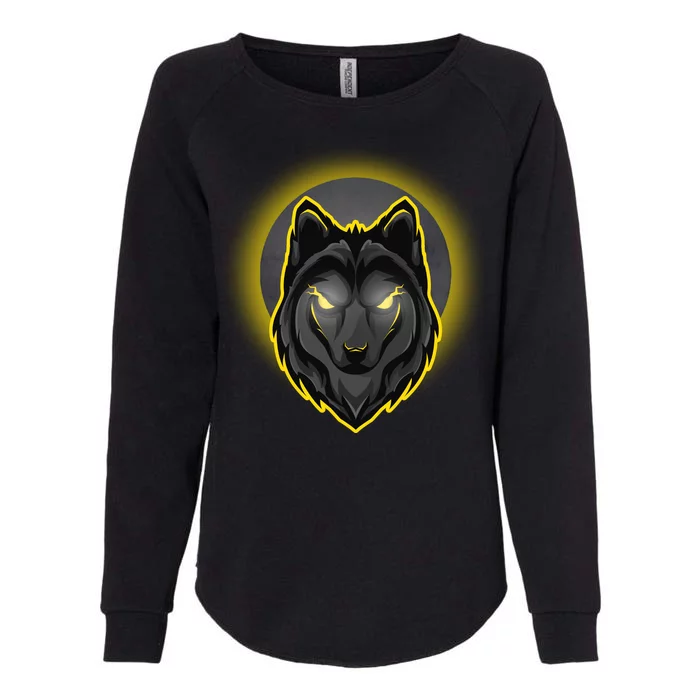 Cool Ghost Wolf Glowing Moon Womens California Wash Sweatshirt