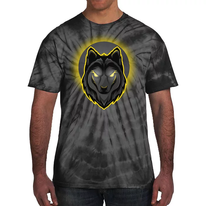 Cool Ghost Wolf Glowing Moon Tie-Dye T-Shirt