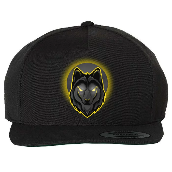 Cool Ghost Wolf Glowing Moon Wool Snapback Cap