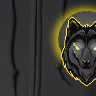 Cool Ghost Wolf Glowing Moon Full Zip Hoodie