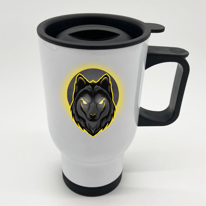 Cool Ghost Wolf Glowing Moon Front & Back Stainless Steel Travel Mug