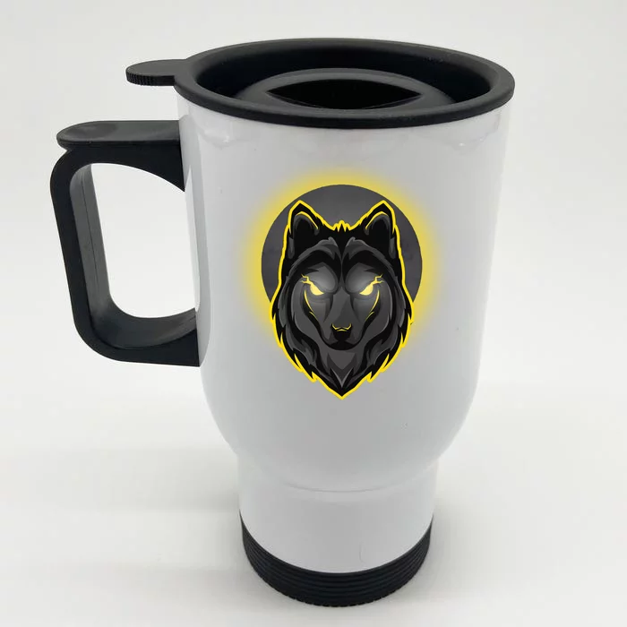 Cool Ghost Wolf Glowing Moon Front & Back Stainless Steel Travel Mug