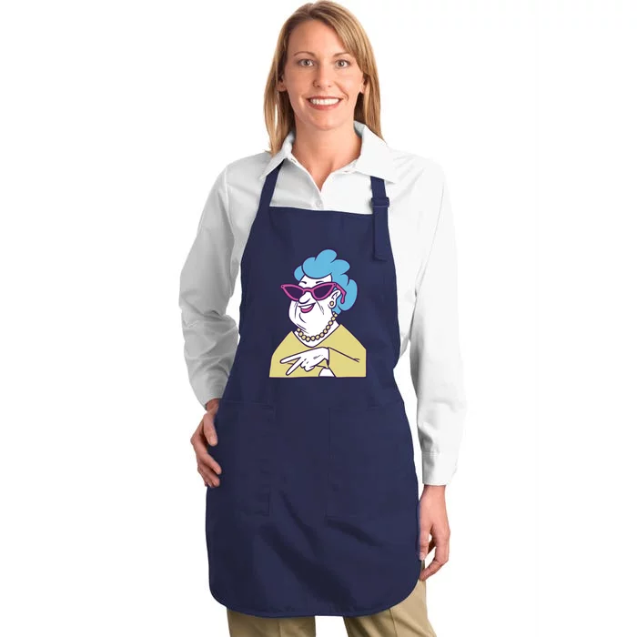 Cool Grandma Peace Sign Full-Length Apron With Pocket