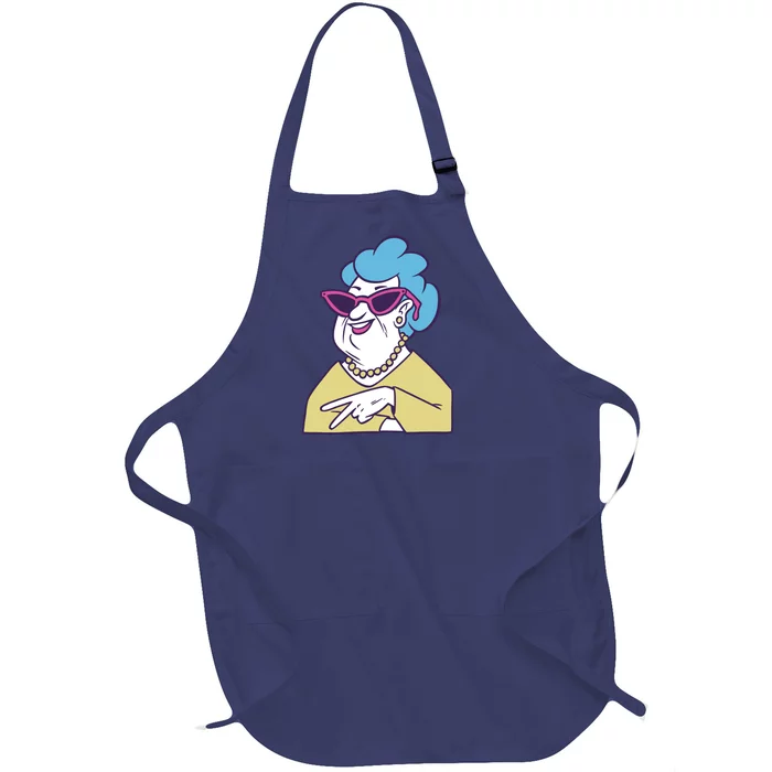 Cool Grandma Peace Sign Full-Length Apron With Pocket