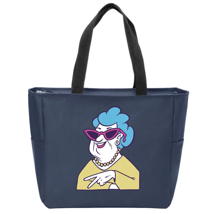 Cool Grandma Peace Sign Zip Tote Bag