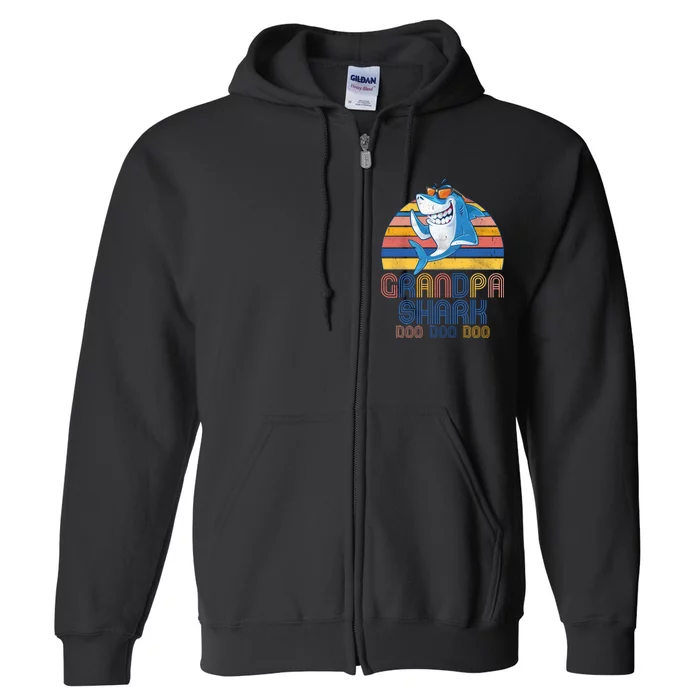 Cool Grandpa Shark Doo Doo Doo Full Zip Hoodie