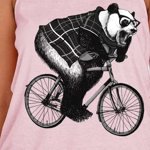 Cool Grey Style Hipster Panda Women's Knotted Racerback Tank