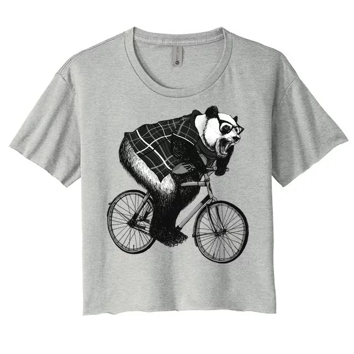 Cool Grey Style Hipster Panda Women's Crop Top Tee