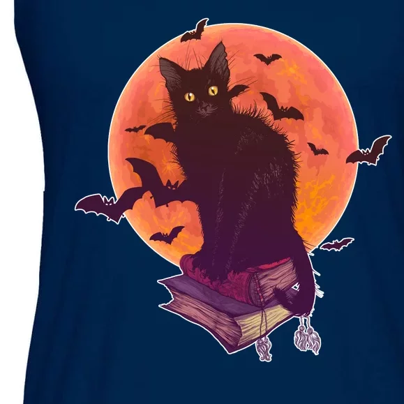 Cool Halloween Black Cat Moon Ladies Essential Flowy Tank