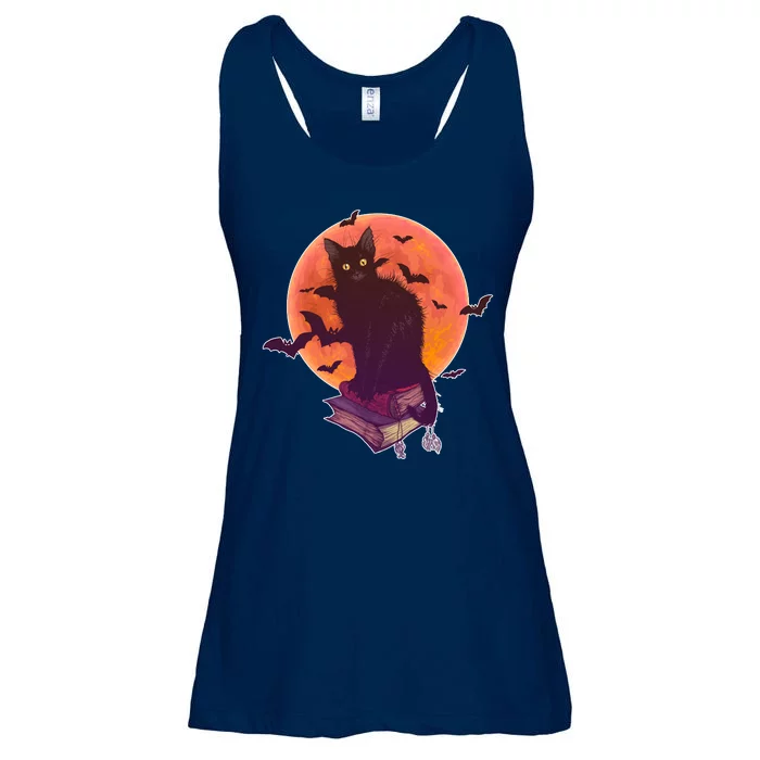 Cool Halloween Black Cat Moon Ladies Essential Flowy Tank