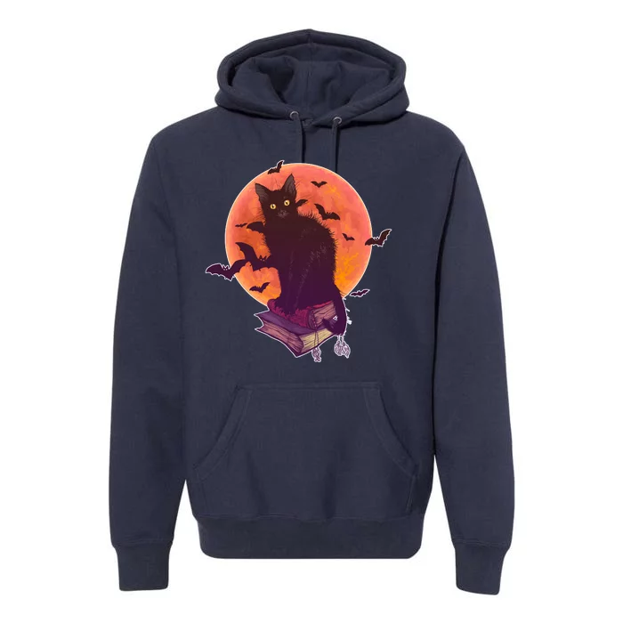 Cool Halloween Black Cat Moon Premium Hoodie