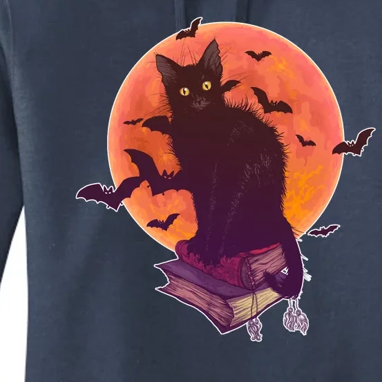 Cool Halloween Black Cat Moon Women's Pullover Hoodie