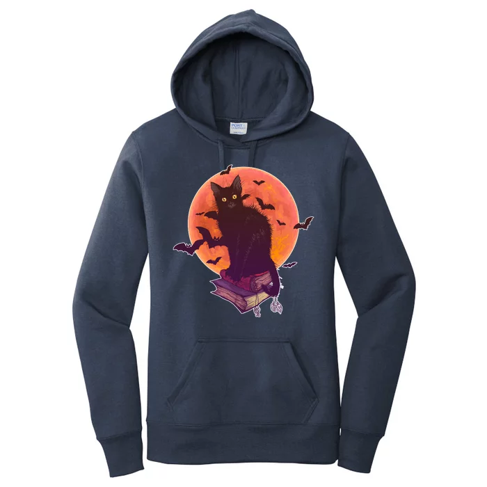 Cool Halloween Black Cat Moon Women's Pullover Hoodie