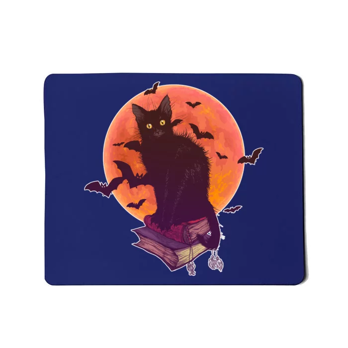 Cool Halloween Black Cat Moon Mousepad