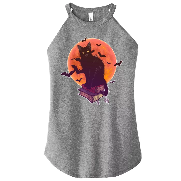 Cool Halloween Black Cat Moon Women’s Perfect Tri Rocker Tank