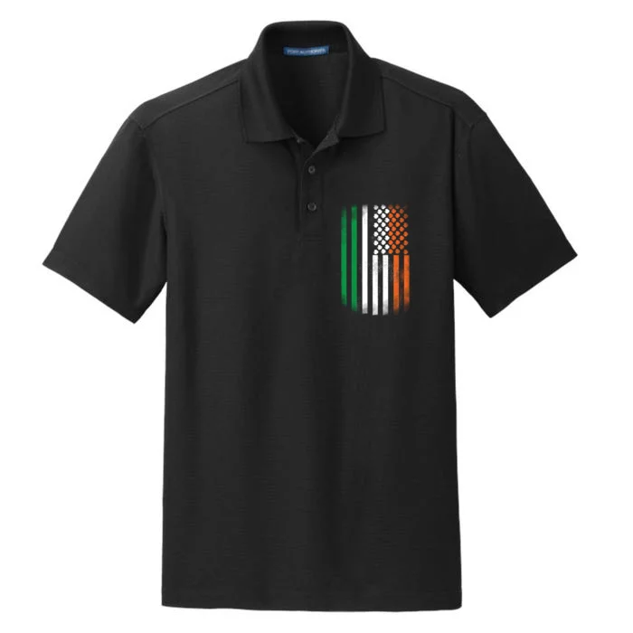 Cool Irish American Flag Dry Zone Grid Performance Polo