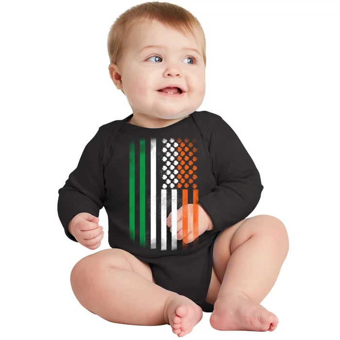 Cool Irish American Flag Baby Long Sleeve Bodysuit