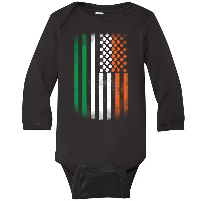 Cool Irish American Flag Baby Long Sleeve Bodysuit