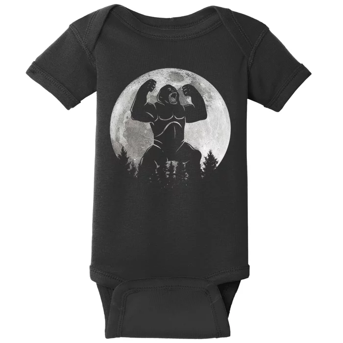 Cool King Kong Monster Full Moon Baby Bodysuit