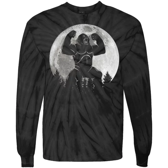 Cool King Kong Monster Full Moon Tie-Dye Long Sleeve Shirt