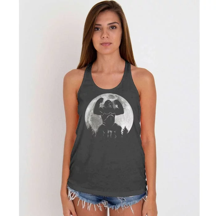 Cool King Kong Monster Full Moon Women's Knotted Racerback Tank