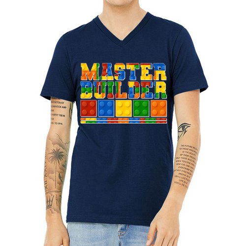 Cool Master Builder Lego Fan V-Neck T-Shirt
